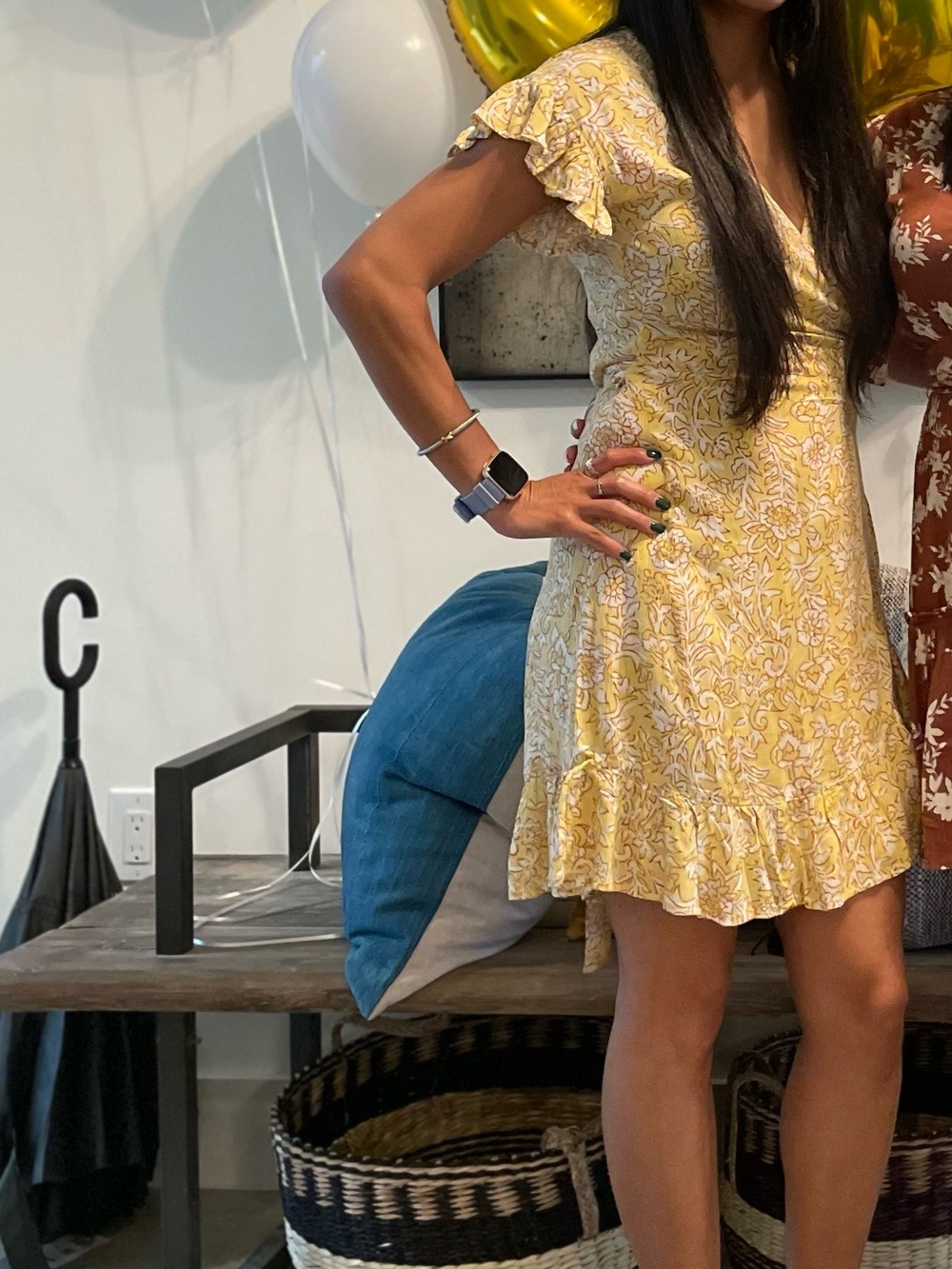 Billabong WRAP AND ROLL Yellow and White Floral Mini Dress